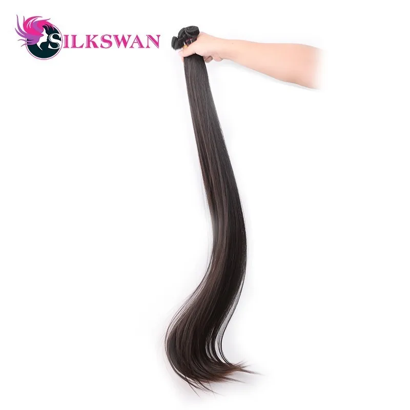 Silkswan Straight 10-30 Inch Human Hair Extensions 100% Remy Hair 30 32 34 36 38 40 42 50 Inch Brazilian Hair Weave Bundles