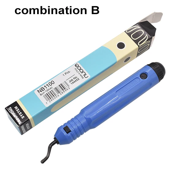 combination B Пластиковые/Алюминиевые/медные инструменты для обработки заусенцев NB1100 ручка заусенцев 10 шт. BS1010 лезвия ручной инструмент для снятия заусенцев 50 компл./лот - Цвет: combination B
