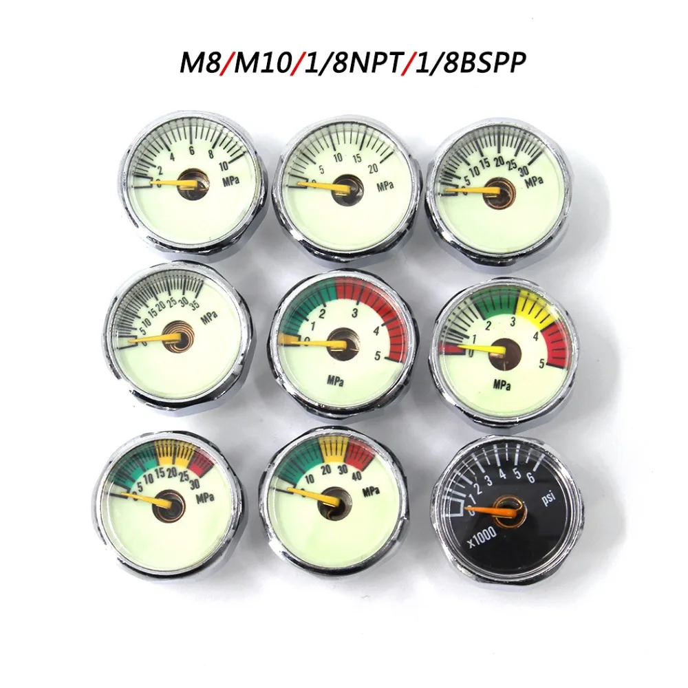 

PCP Paintball Airforce Scuba Din Valve Regulator Pump M8x1 M10x1 1/8NPT 1/8BSPP Mini Pressure Gauge Manometre 20/30/40MPA 1 Inch