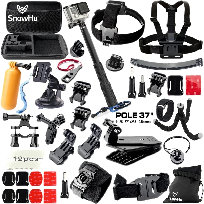 SnowHu Новинка для Gopro Hero набор аксессуаров монопод Go pro hero 9 8 7 6 5 EKEN H9 xiaomi Yi 4K Lite EVA