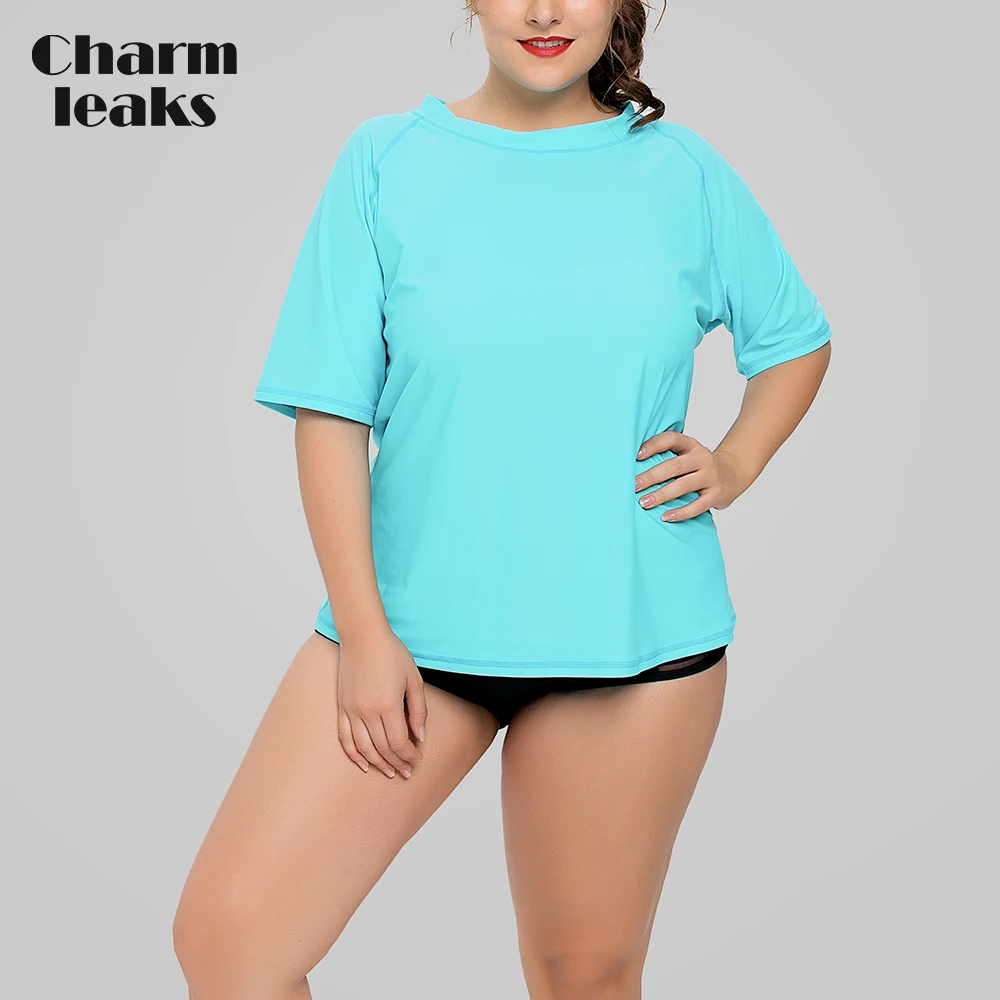 Charmleaks Women Short Sleeve Rashguard Swimsuit Shirts UPF 50+ Womens