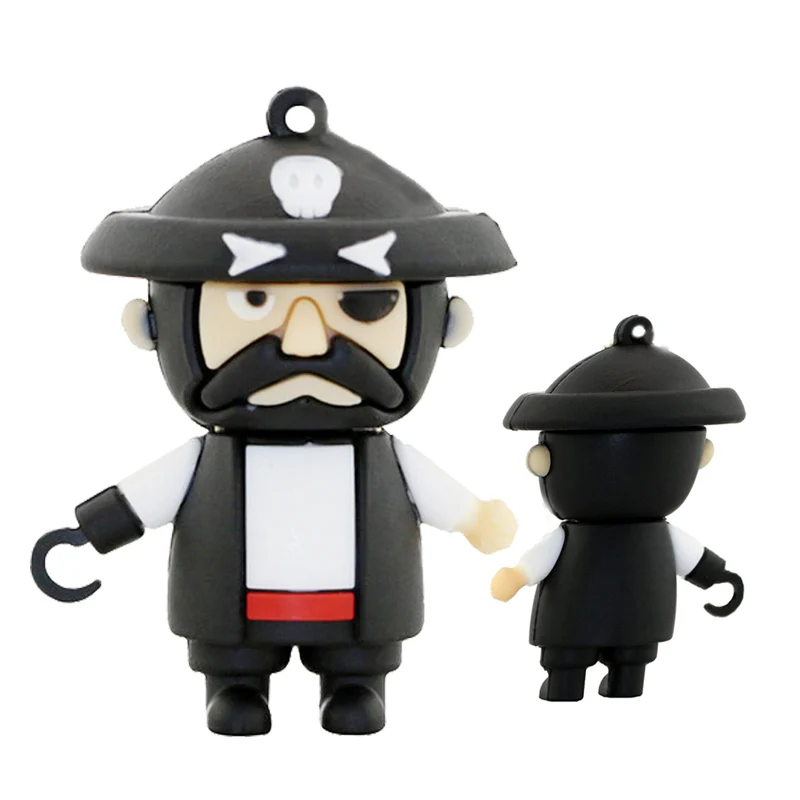 Cartoon Pirate Captain USB Flash Drive Silicone Pendrive USB 2.0 64GB 32GB 16GB 8GB 4GB Pen Drive Flash Drive Gift USB Stick