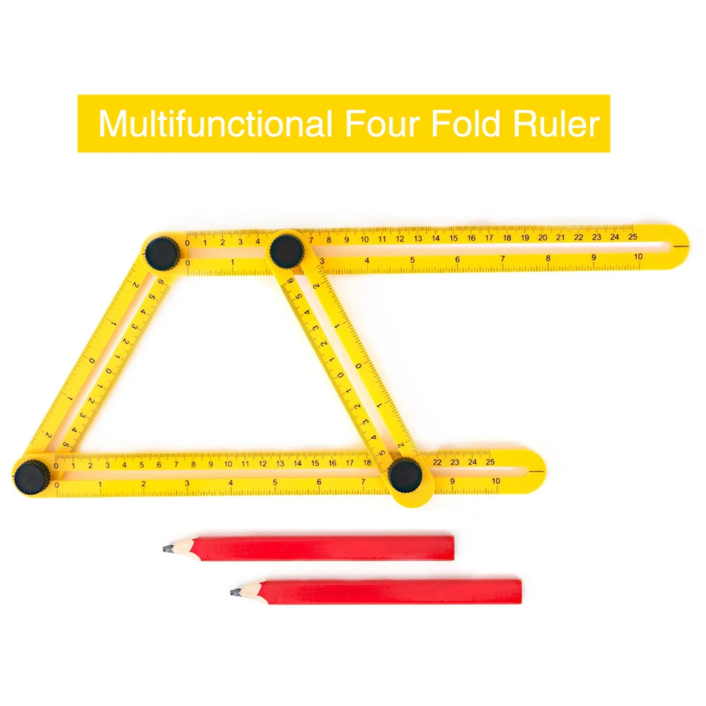 

Multifunction ABS/Stainless Steel Four-fold Ruler Easy Adjust Angle Measuring Ruler For Drawing Design Diagram Engineering DIY