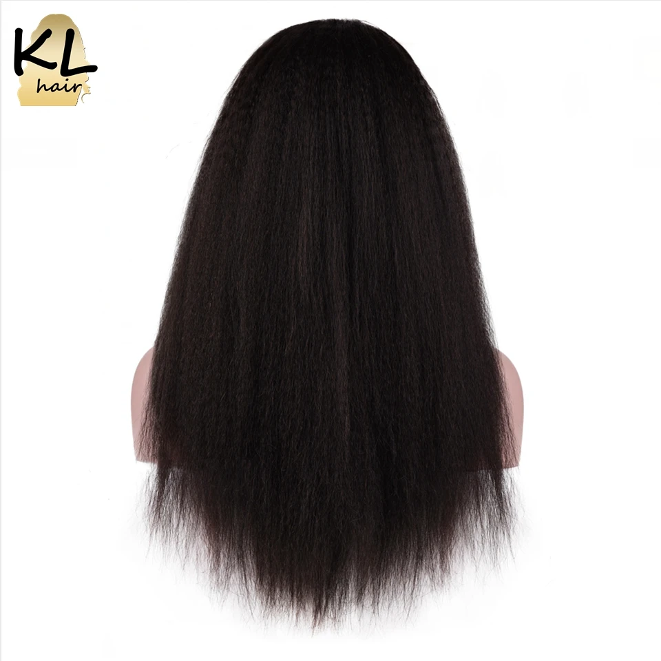 KL шелковая основа топ полный шнурок человеческие волосы парики с детскими волосами натуральный черный кудрявый прямой Бразильские волосы remy кружевные парики для женщин