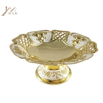 

Free shipping elegant hollow golden plated dried fruit plate snack tray /luxury home fruit bowl
