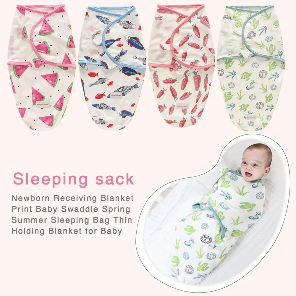 Многофункциональное одеяло для новорожденных с принтом для пеленания ребенка весна лето спальный мешок тонкий удерживающий одеяло для