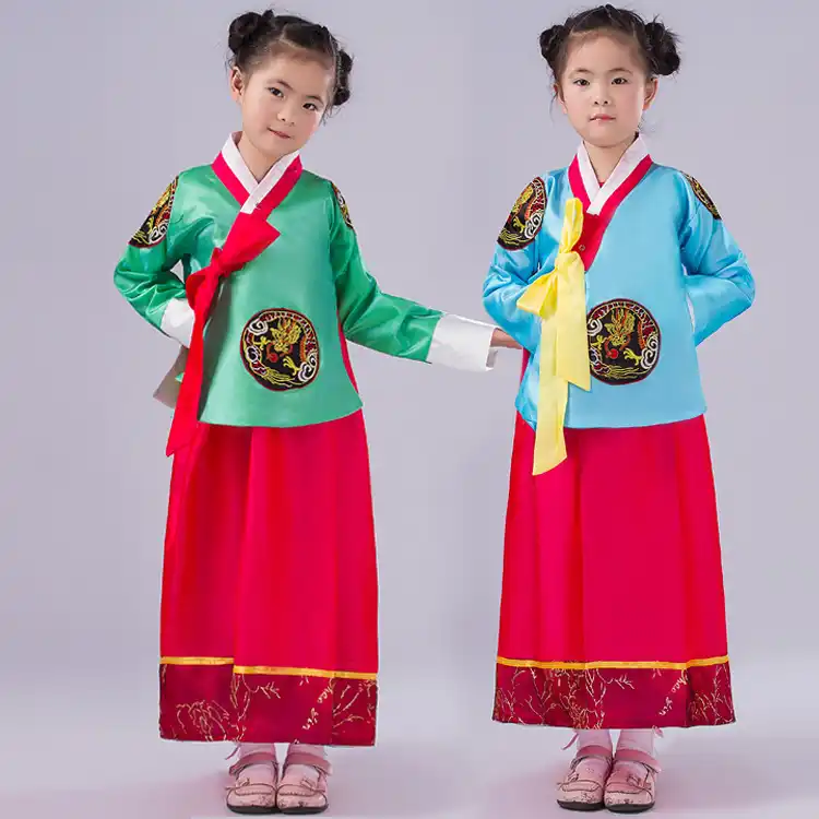 New High Quality Girls Kids Embroidery Korean Traditional Dress