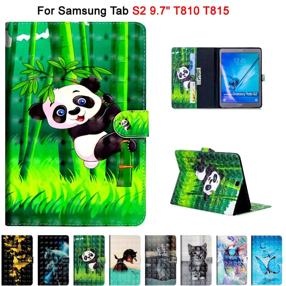 Кожаный чехол для Samsung Galaxy Tab S2 9 7 T810 T815 умный из искусственной кожи с мультяшным