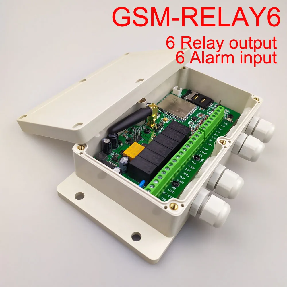 3G GSM new version GSM-RELAY6 Six relay output and Six alarm input remote control board Not including rechargeable battery