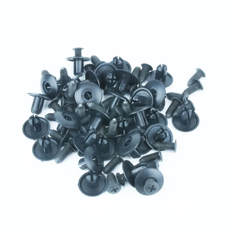 

xiaobaishu 100PCS 8mm Hole Universal Car Fastener Nylon Bumper Fender Fixed Clamp Expansion Screw Threaded Nail Interior Clips