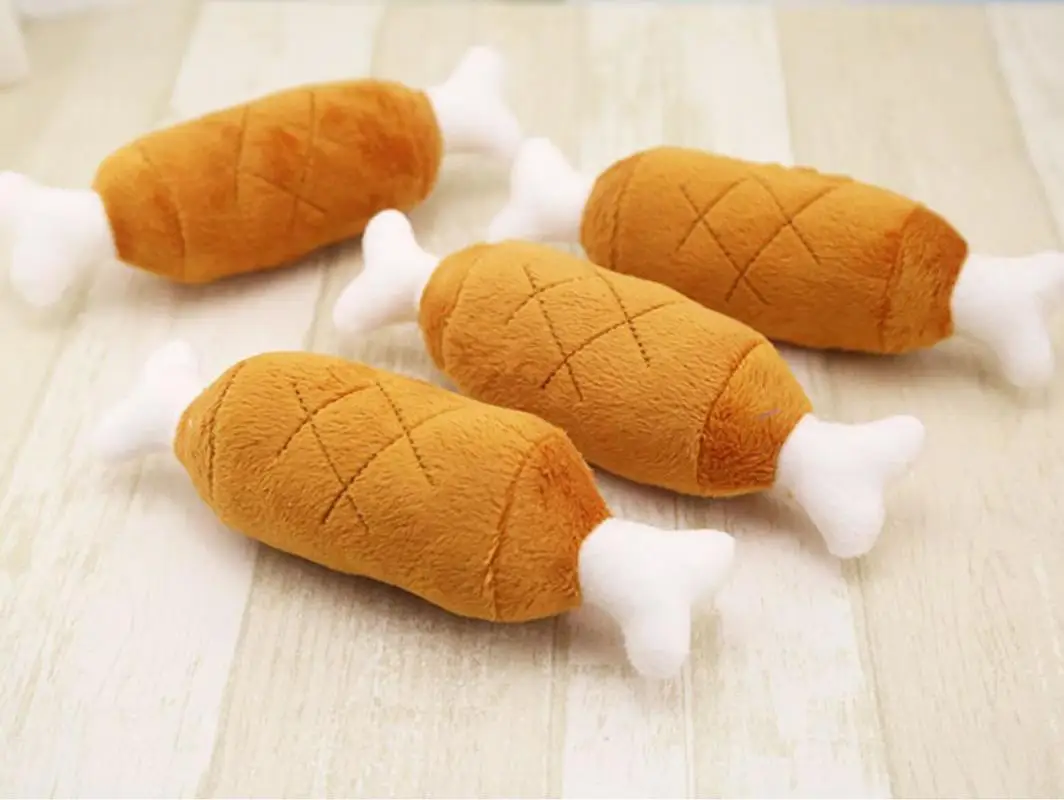 

pet dog Plush Bone Chicken Legs Shape Sound Toys Soft Pets Dogs Puppy chew squeak Interactive Toy about 20cm