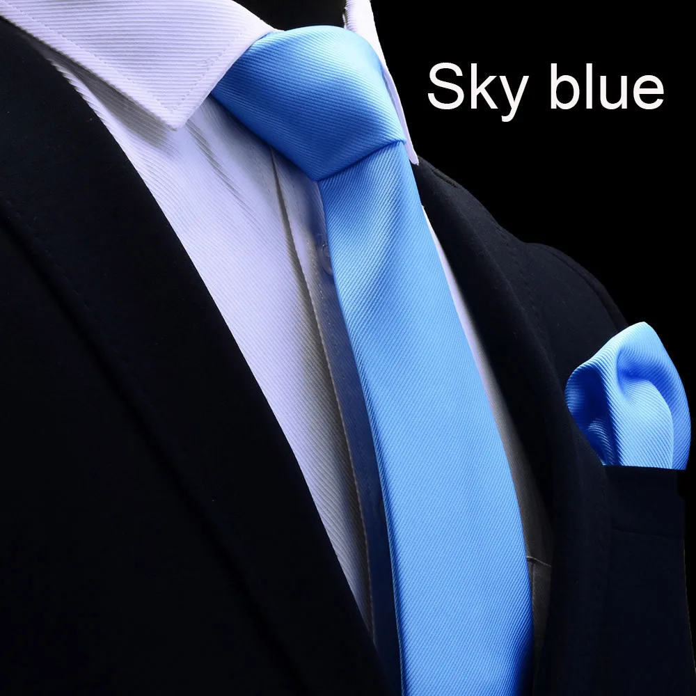 Ricnais качественный набор галстуков для мужчин 8 см шелковый галстук комплекты носовых платков мужские однотонные красные золотые синие галстуки для Свадьба Бизнес подарок - Цвет: 09
