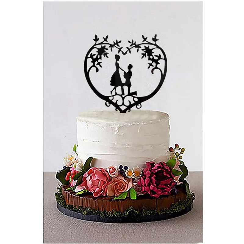 Rustic Style Acrylic Wedding Cake Topper Floral Heart Proposal Engagement Mirror Silhouette In Decorating Supplies From Rustic Style Acrylic Wedding Cake Topper Floral Heart Proposal Engagement Mirror Silhouette In Decorating Supplies From