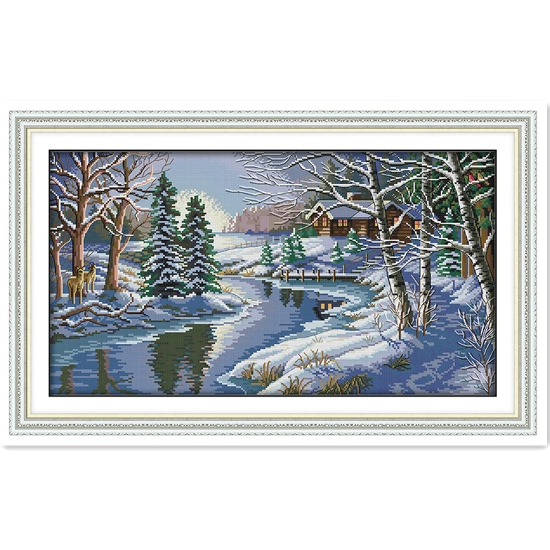 

Snowscape 7 Needlework 11CT 14CT Printed On Canvas Chinese Counted Cross Stitch Pattern Embroidery Cross Set Cross Stitch Kit