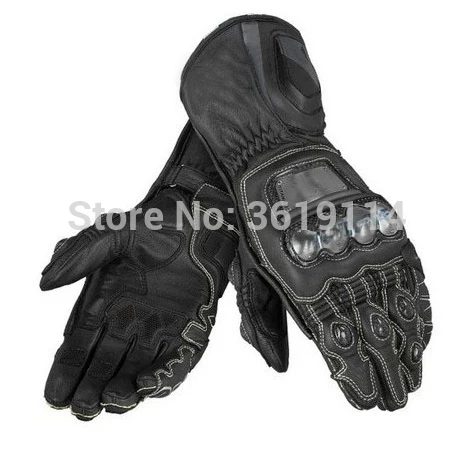

Full Metal Carbon Fiber Dain D1 Genuine Leather Black Gloves for Motocross Racing Riding