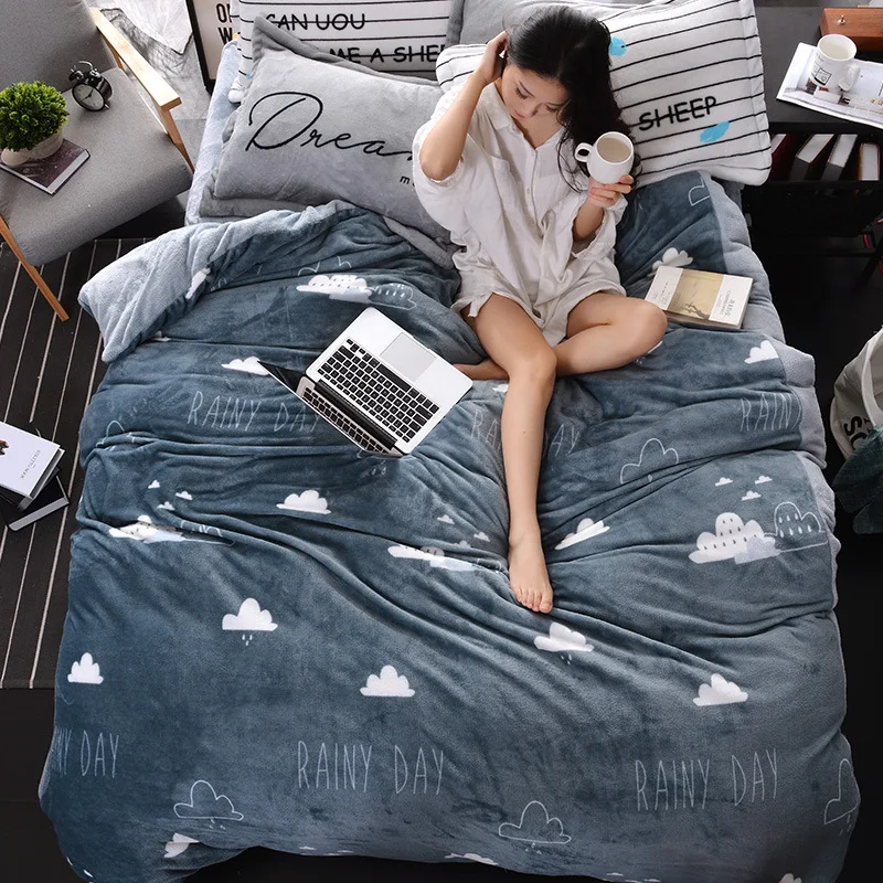 

2017 100% Cotton Bedding Set Modern Bed Sheet Set Gift Adult Bedding Set Queen/King/Twin Size 3pcs/4pcs Rain Duck Stripe Bedding