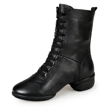 Leather shoes women dance soft bottom winter dancing women shoes breathable modern Sailor Dance square dance boots Ballroom