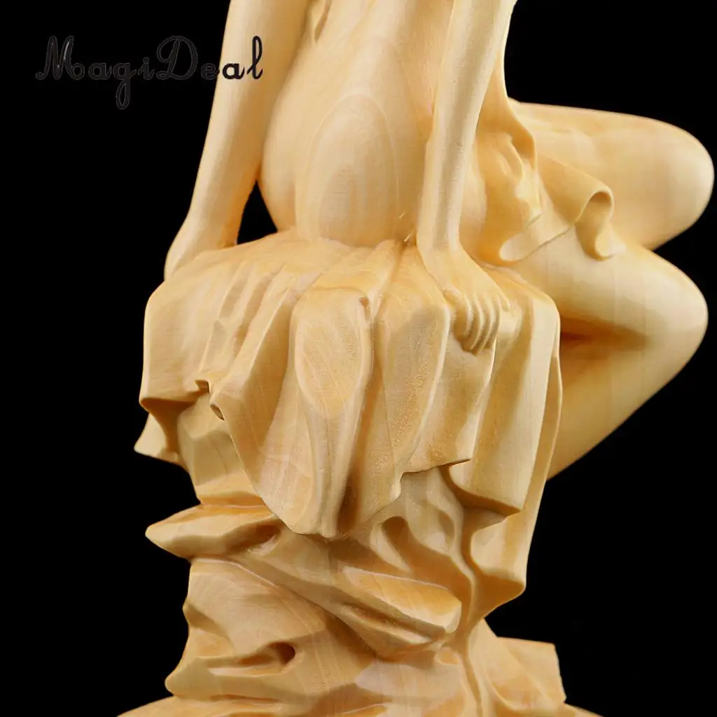 European Style Boxwood Carved Beauty Statue People Figurine Sculpture for Home Office Decor