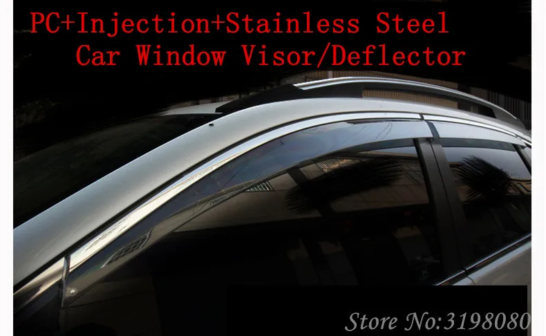 

4PCS FOR MITSUBISHI PAJERO 2016-2019 Accessories Car Wind Deflector Window Door Visor,PC+Stainless Steel Trim,Weather Rain Guard