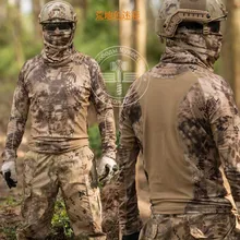 Уличная тактическая камуфляжная футболка с длинным рукавом с охотничьей походная рубашка