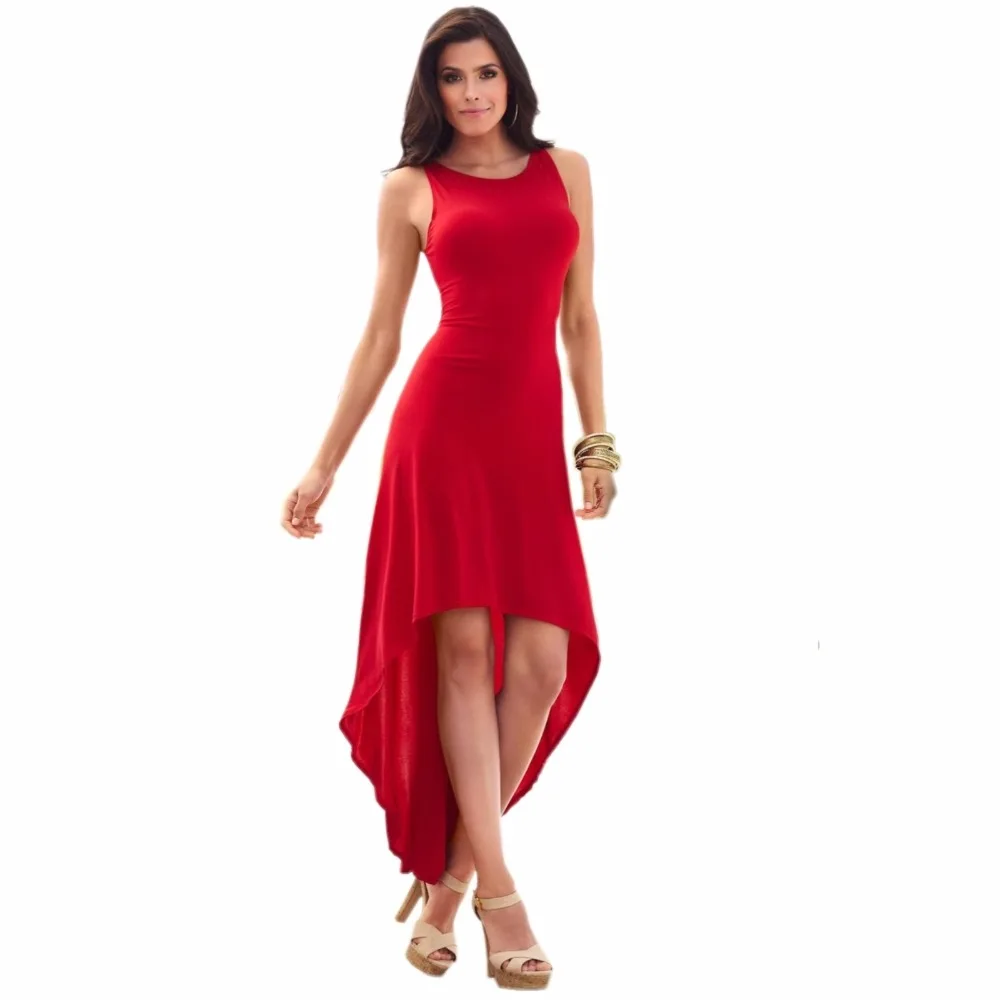 

FD6008 Women Robe Sexy Asymmetrical Dress O-neck Sleeveless Club Vest Dress Vestido de festa longo Elbise Drop Shipping