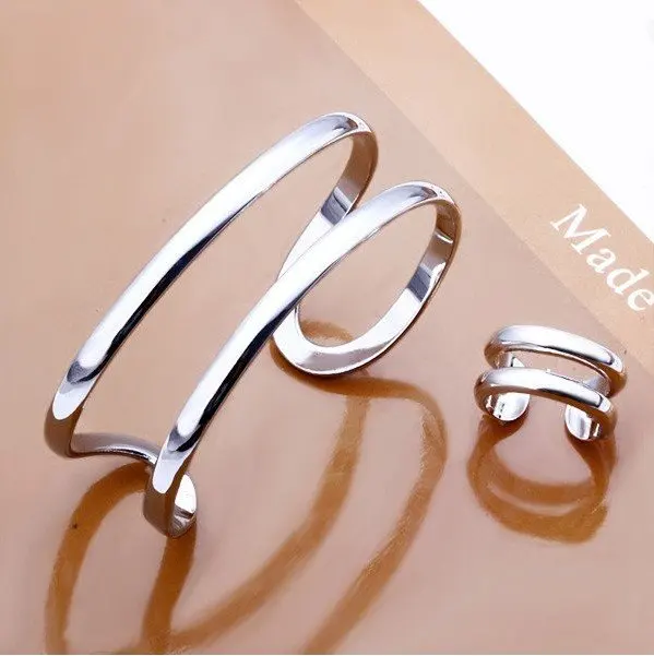 2013 New design hot selling European Style silver plated jewelry set bangle and ring wholesale price high quality | Украшения и