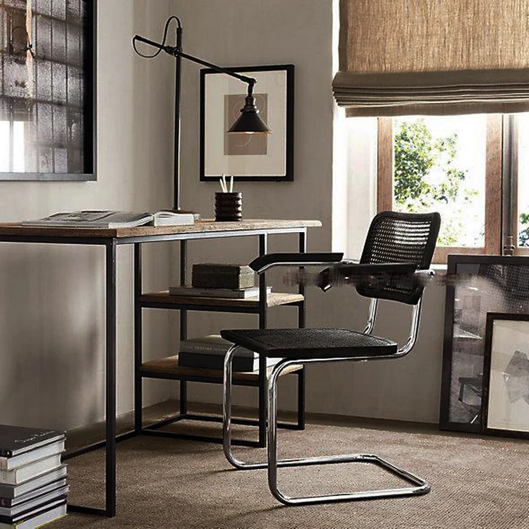American Iron Wood Computer Desk Small Desk Minimalist Simplicity