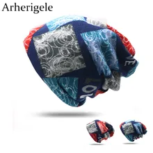 Arherigele/1 шт. Модная женская шапка-тюрбан с красочным принтом на осень и зиму, повседневный эластичный хлопковый шарф, Популярные Хип-шапки, шапка унисекс