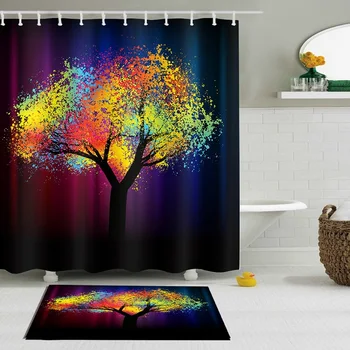 

Tree pattern Shower Curtain Environmental Protection Polyester High Quality Washable Bathroom Decoration Shower Curtain