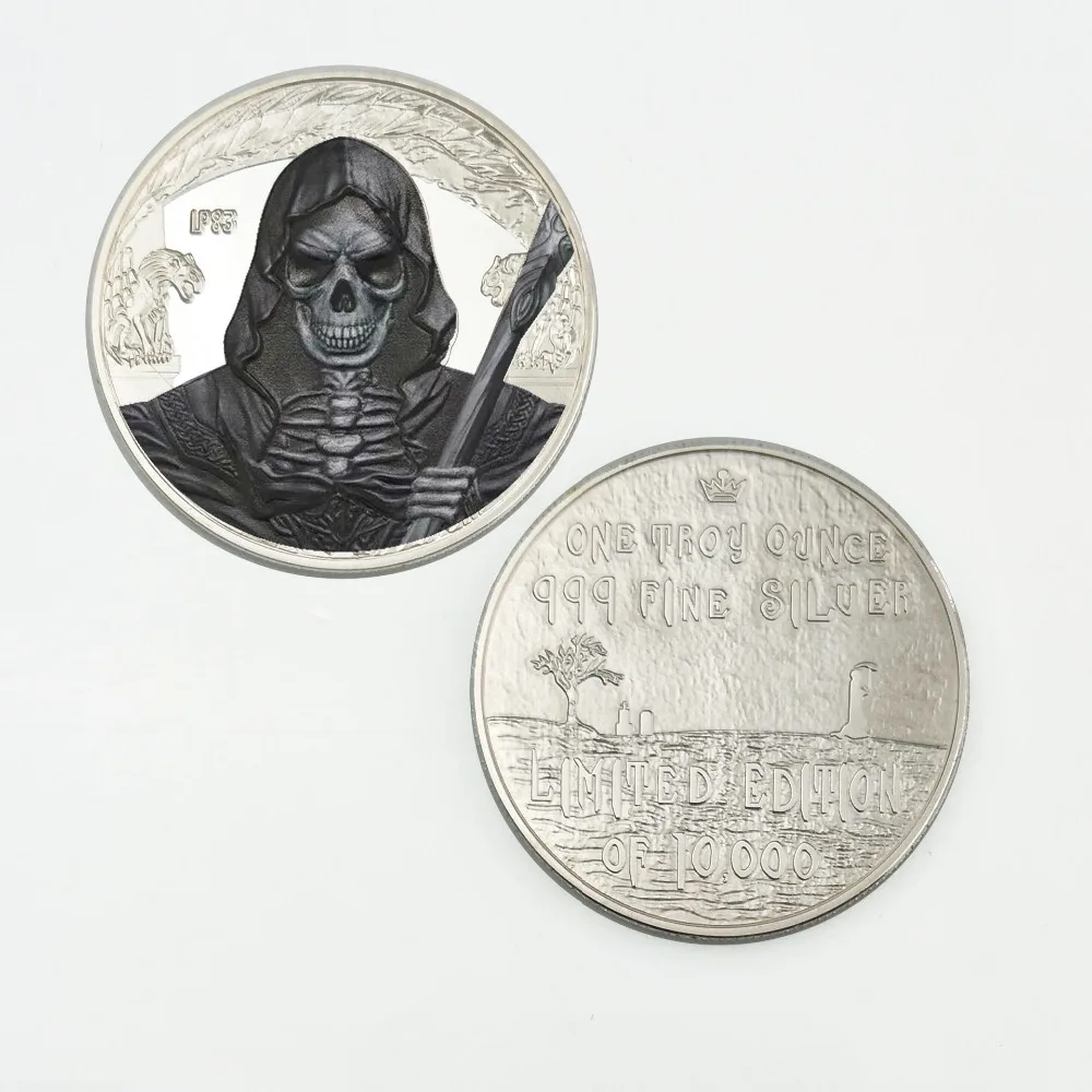 

5 pcs The Ghost Scream killer coin silver plated evil spirits monster badge 40 mm souvenir collectible decoration coin