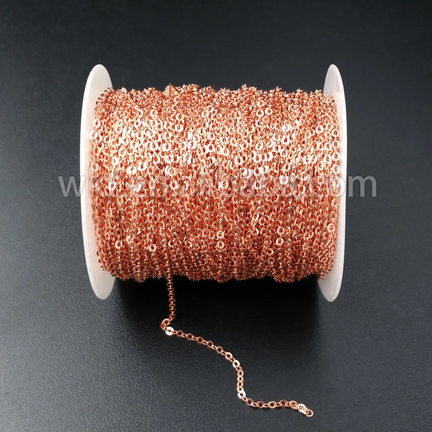 WT BC080 WKT Wholesale 20meter pink quartz electroplated link chain for