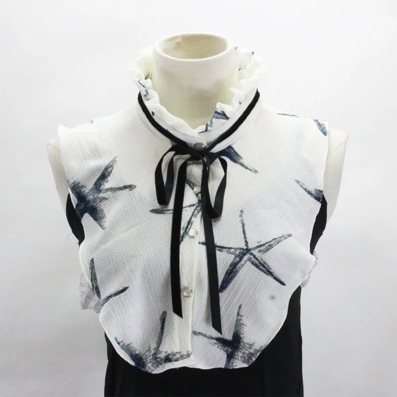

Vintage Print Fake Collar Women Detachable Collars 2019 Ladies Chiffon False Collar Blouse Removable Leopard Peter Pan Collar