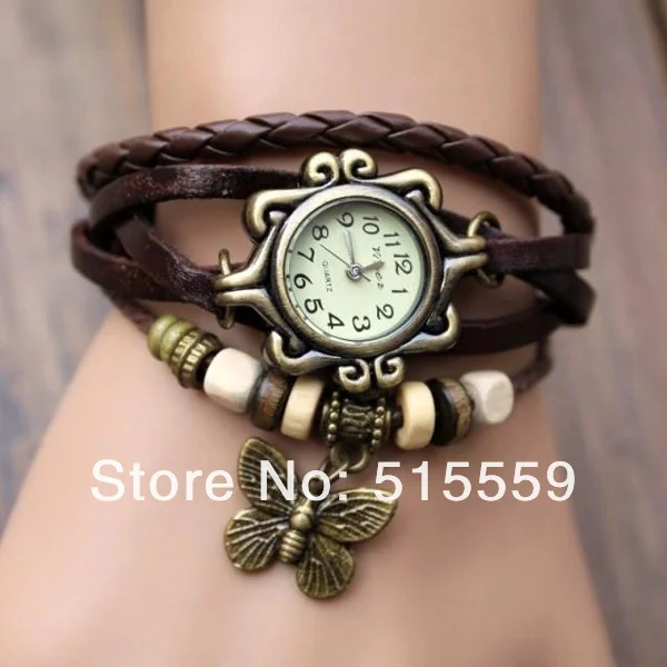 Ascot chocolate and nude leather ladies watch owl watches