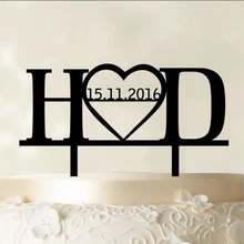 Индивидуальный акриловый свадебный торт Топпер, на заказ инициалы письмо торт топперы названия и дата, Свадебный Топпер Декор поставки