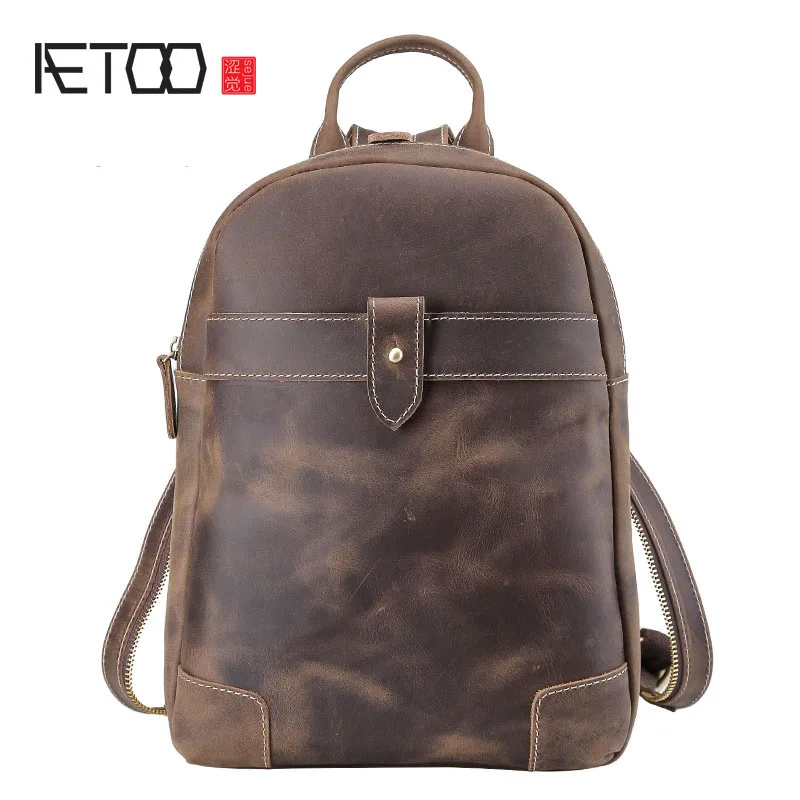 

BJYL Multi-functional mad horse leather men and women shoulder bag breasts dual-use British retro shoulder diagonal cross