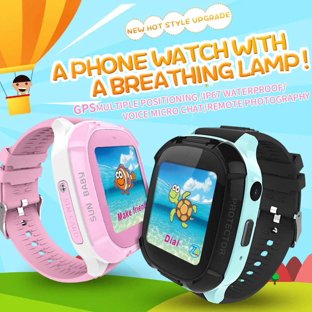 

Kids Smart Watch Wrist Fashion New GPS Tracker for Boys Girls with Camera SIM photo life waterproof SOS phone sports alarm clock