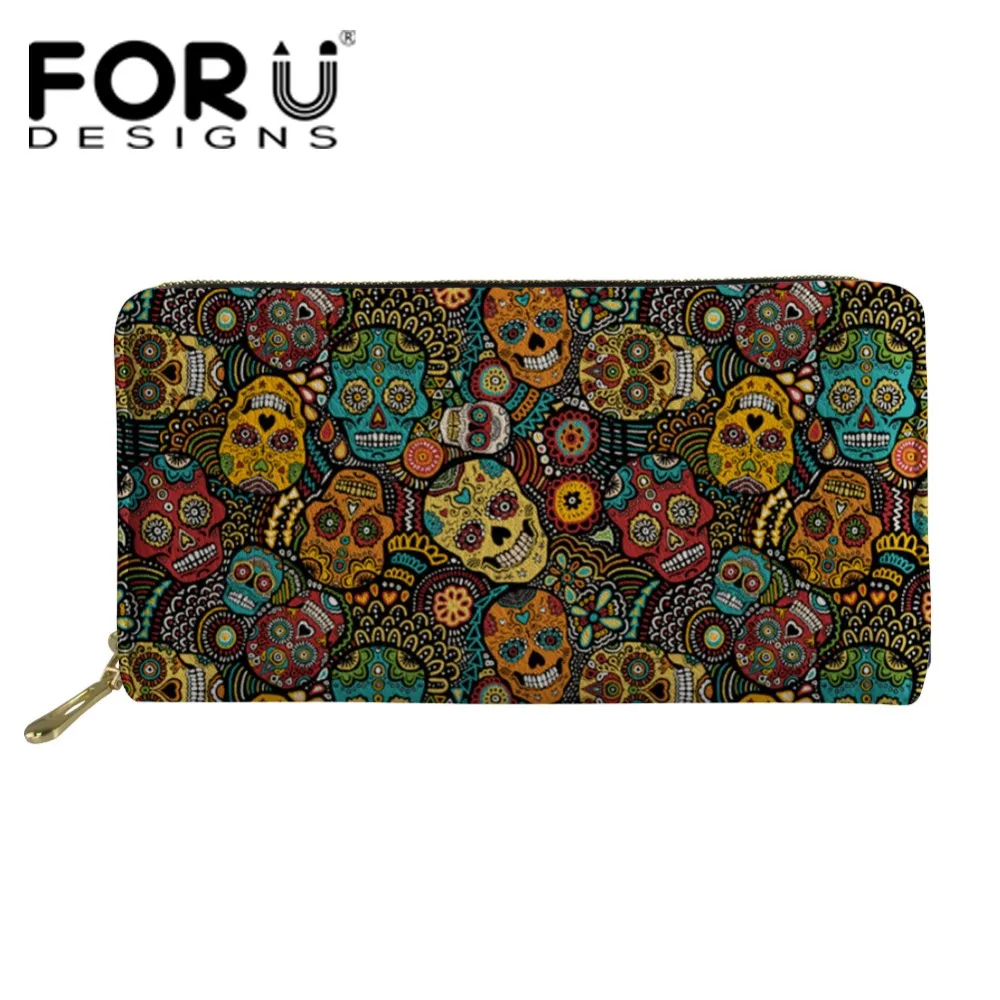 

FORUDESIGNS Mexican Skull Printing Women Wallets Purse Ladies Coin Purses Bank Card Holders Multifunction Wallets for Female