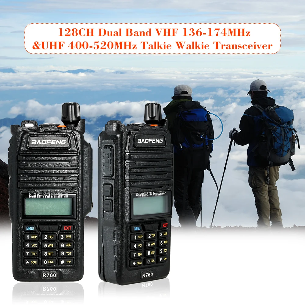

128CH Dual Band VHF 136-174MHz&UHF 400-520MHz Talkie Walkie Transceiver Two Way Radio Portable Handheld Waterproof
