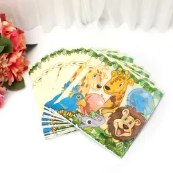 Король Лев Джунгли животных Дизайн Симпатичный шаблон салфетки ткани для День рождения