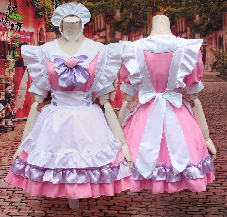 Косплей японского аниме Лолита Принцесса костюм горничной милый сладкий синий и розовый костюм Лолиты