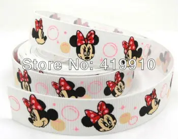 

5 Yards White Minnie Head 16mm Wide Wedding Craft Printed Grosgrain Ribbon c14
