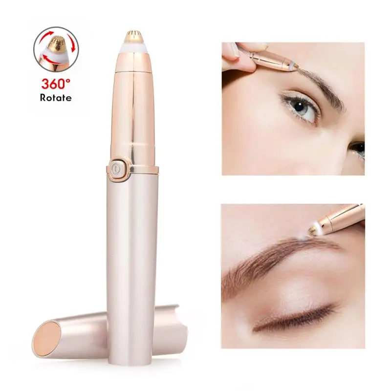 

Portable Eye Makeup Care Electric Eyebrow Trimmer Lipstick Brows Pen Hair Remover Painless Eyebrow Razor Epilator with LED Light