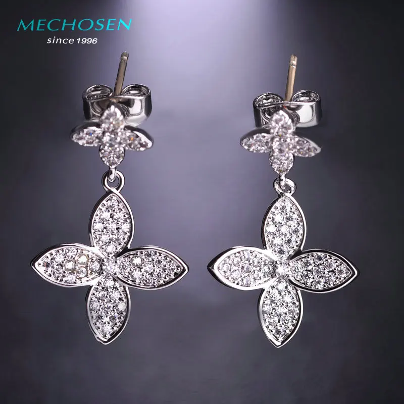 

MECHOSEN Delicate Lucky Leaf Stud Earrings AAA Zircon Gold Color Aretes Women Fashion Jewelry Brincos de casamento Girl Joias