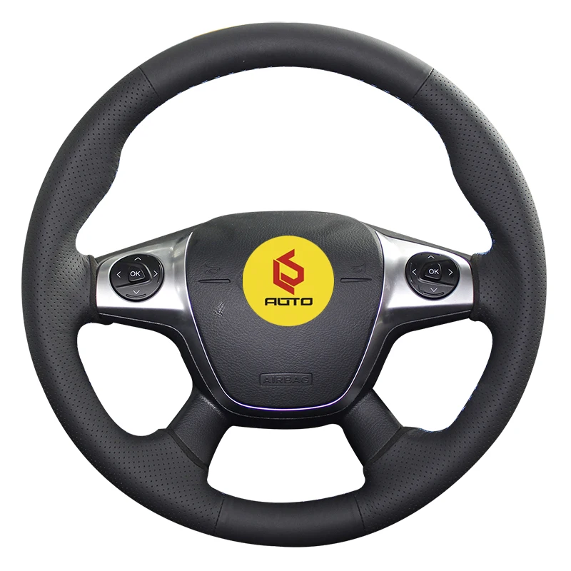 Braid on the Steering Wheel Cover for Ford Focus 3 2012-2014 KUGA Escape 2013-2016 C-MAX 2011-2014 leather steering wheel case Braid on the Steering Wheel Cover for Ford Focus 3 2012-2014 KUGA Escape 2013-2016 C-MAX 2011-2014 leather steering wheel case