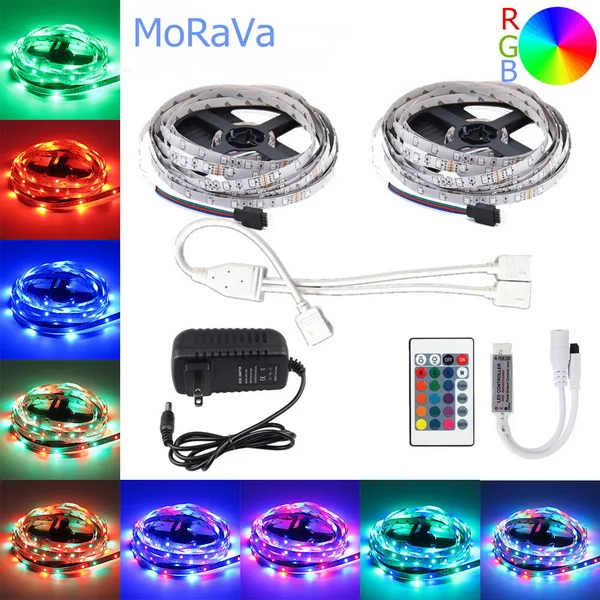 5 м 10 м 15 м Светодиодная лента 12 в 60 светодиодный s/m RGB световой шнур SMD 2835 гибкая светодиодная лампа многоцветный светодиодный шнур+ светодиодный контроллер+ адаптер - Испускаемый цвет: 10m 24key kit