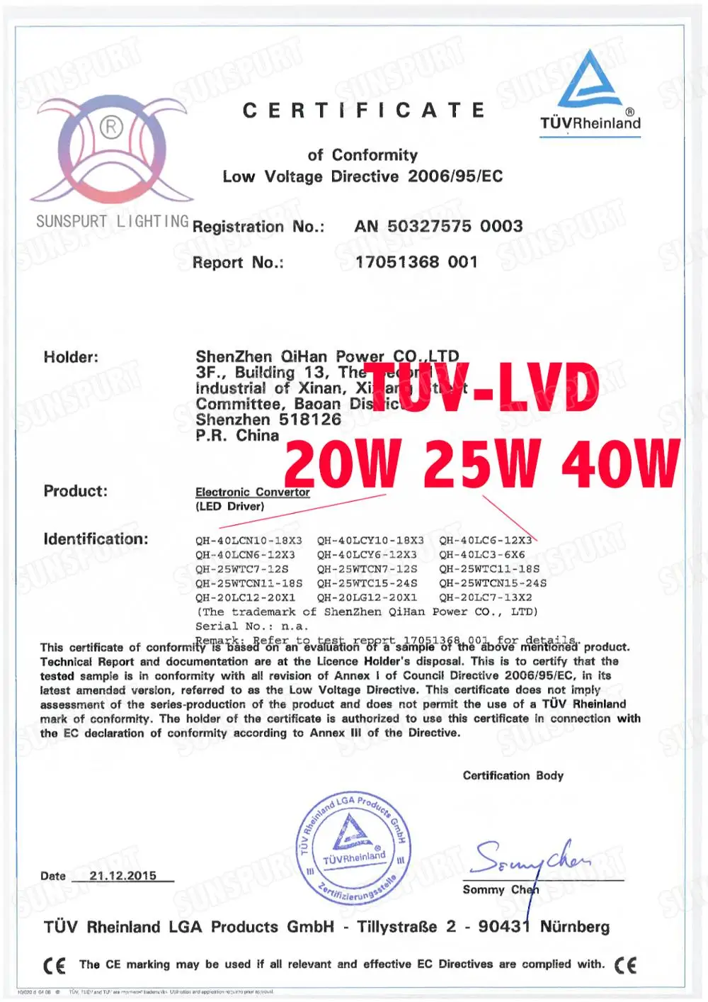lc20w 25w 40w TUV-LVD Cert