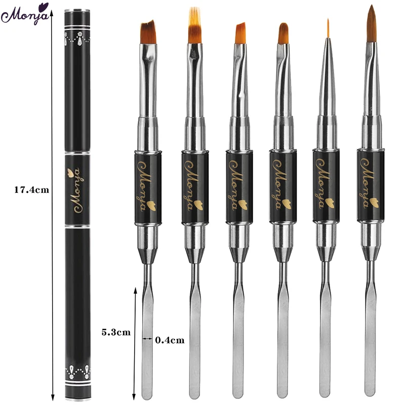 

Momja Nail Art Dual End Stripes Lines Liner Painting Brush Liquid Powder Acrylic UV GEL Extension Builder Removal Spatula Stick