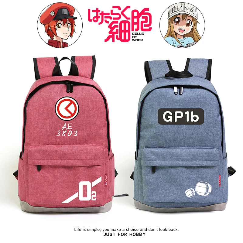 

High-Q Unisex Anime Cos cells at work backpack Hataraku Saibou white blood cell and red blood cell Student backpack school bag