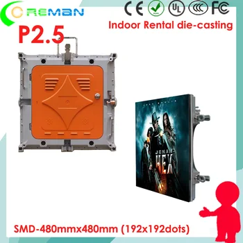 

Big discount LED rental display screen p2.5 480x480mm 192x192 pixel , lightweight die casting easy install led wall LED tv p2 p3