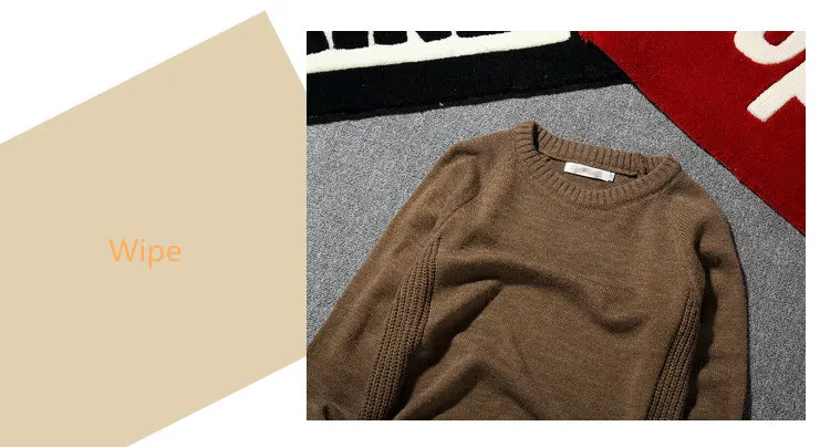 MRMT Brand Men's Sweater Elbow Corduroy Patch Retro Solid Color Round Neck Pullover Sweater for Male Sweater